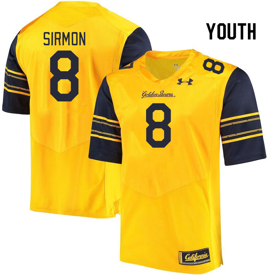 Youth #8 Jackson Sirmon California Golden Bears College Football Jerseys Stitched Sale-Gold - Click Image to Close